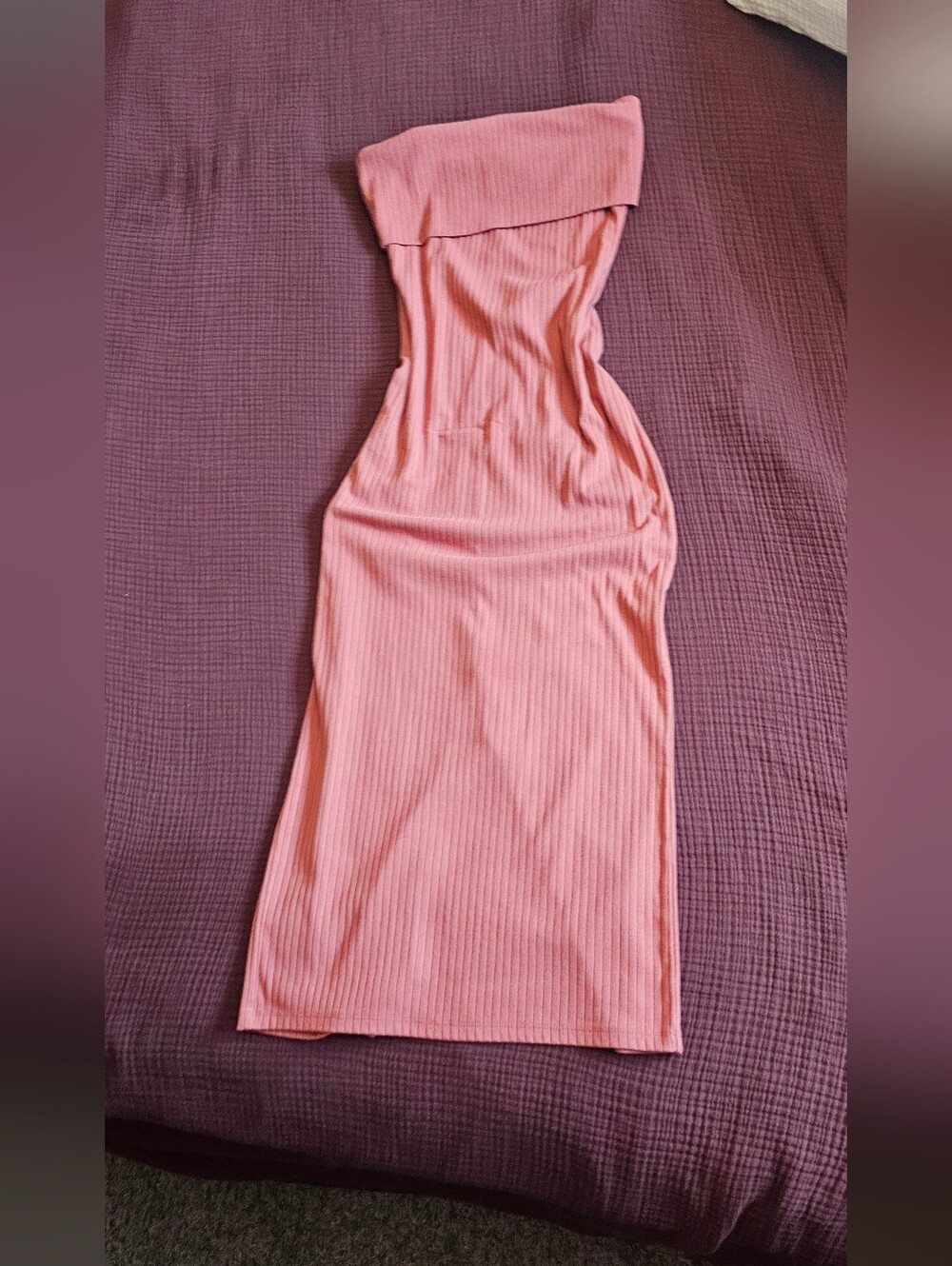 wild fable Strapless Ribbed Orange Knit Bodycon Dress